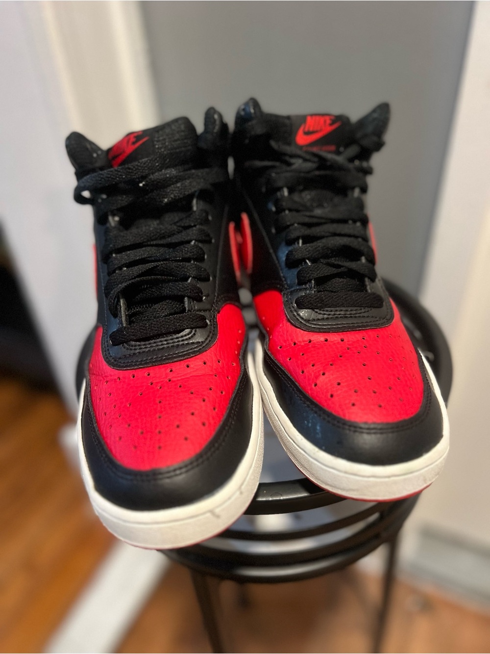 Nike Court Vision Mid Bred Red/Black Men's Size7.5 Women8.5  Sneaker - Picture 7 of 11